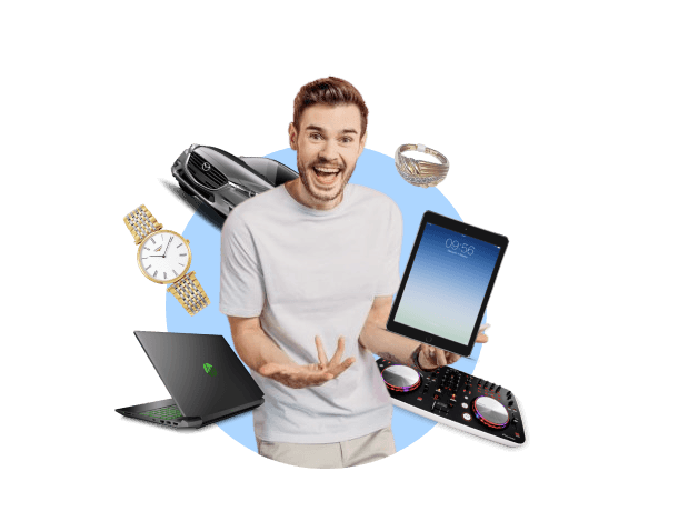 Hombre con artículos para empeñar